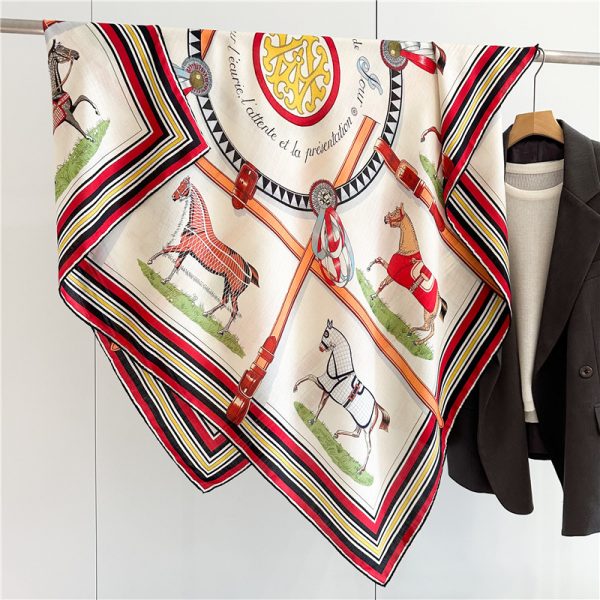 Brand Design Big Square Print Bandana Shawl