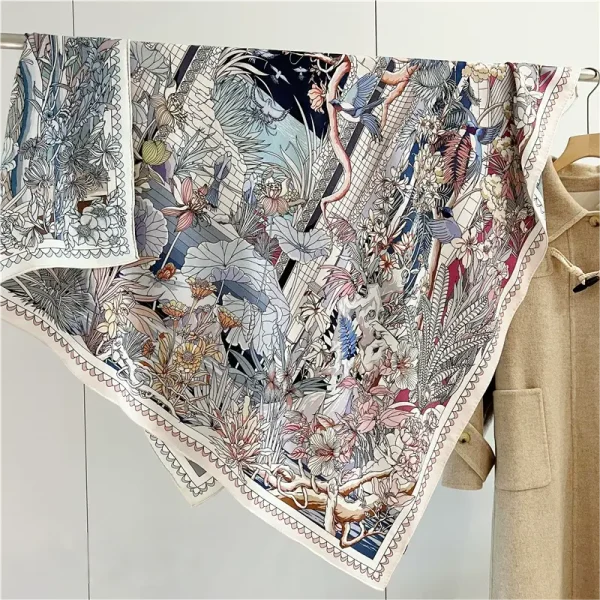 Brand Print Design Square Wool Shawl for Winter