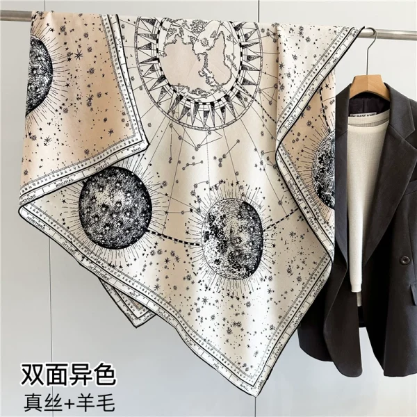 D Brand Design Horoscope Travel Luxury Silk Wool Shawl