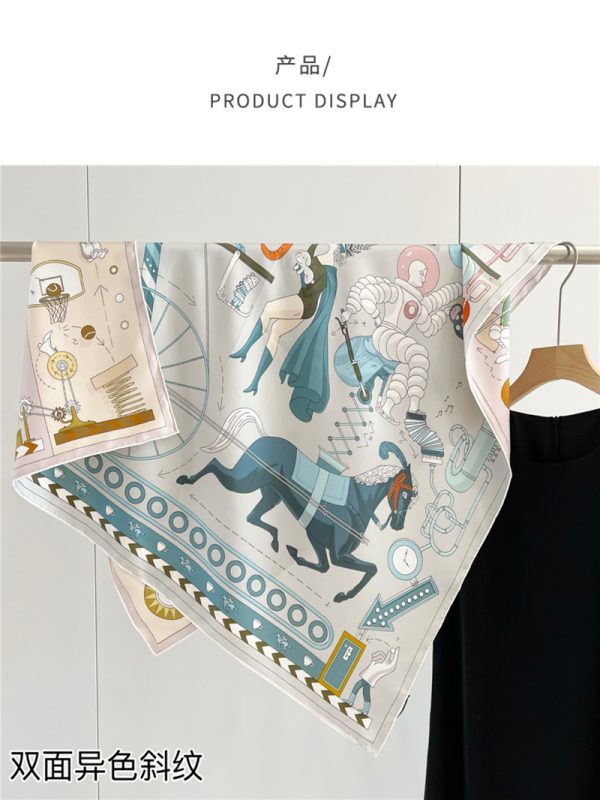 Double Sided Print Luxury Lady Silk Twill Scarf Scarves