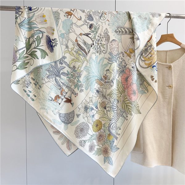 H Brand Silk Wool Big Square Shawl for Gift