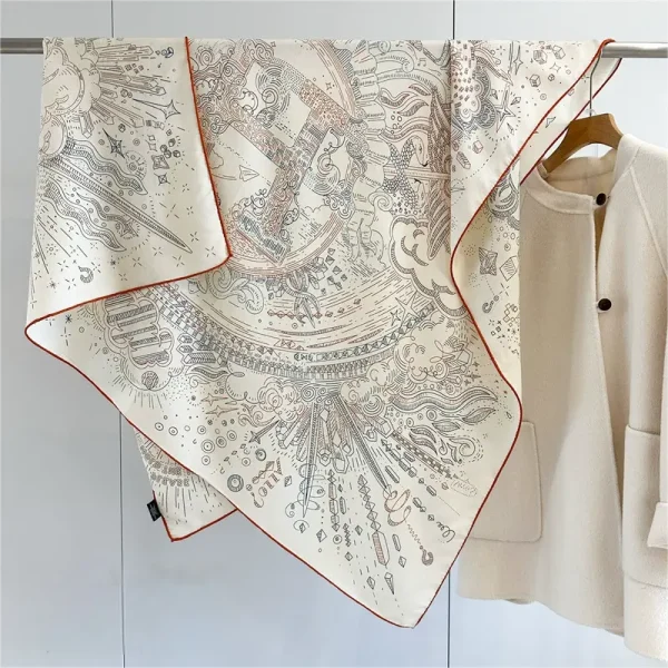 Hight End Big Square Silk Wool Luxury Shawl