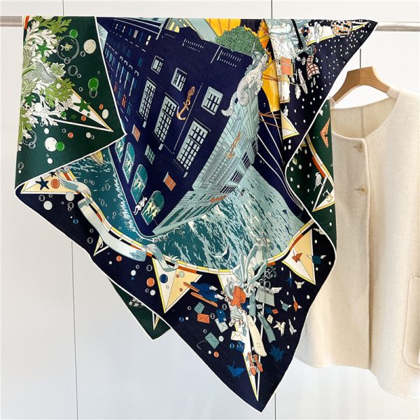 Hot Sale Design Big Square Silk Wool Shawl