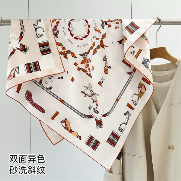 Horse Design Lady Luxury Print Silk Scarf Shawl