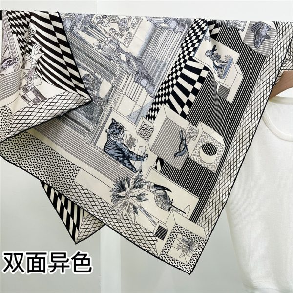 Luxury Design Lady Silk Twill Shawl Double Side Print