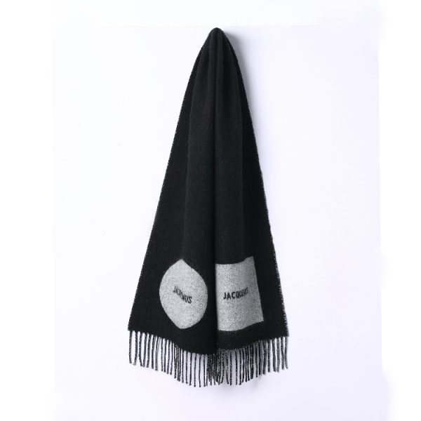 New Design Wool Woven Logo Women Shawl Jacquemus