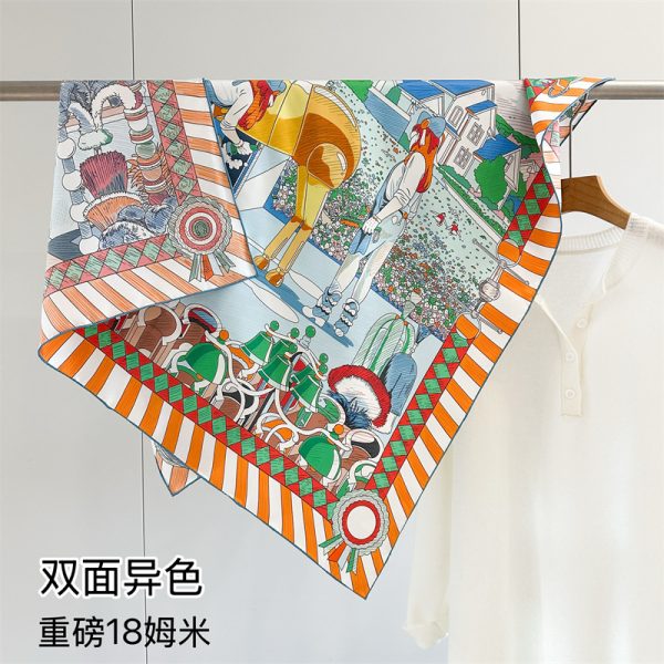 Fashion Lady Silk Print Scarves Square Luxury Shawl