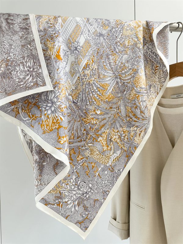 Brand Design Double Side Print Women Heavy Silk Scarves Luxury