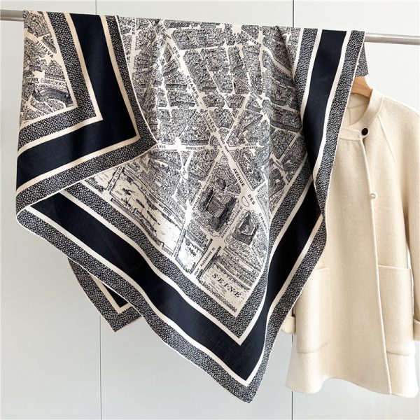 Paris City Design Dior Luxury Print Big Square Bandana Shawl