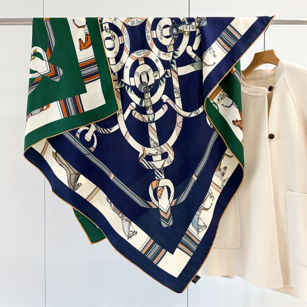 Women Silk Wool Big Square Scarves