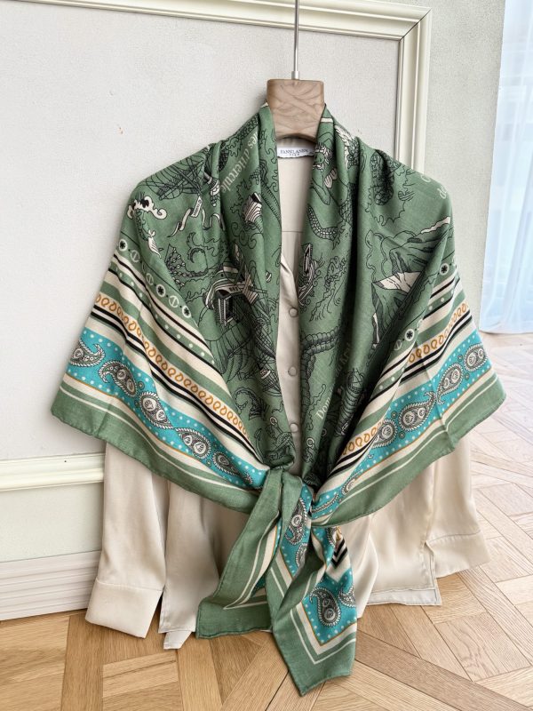 Office Lady Silk Cashmere Big Shawl