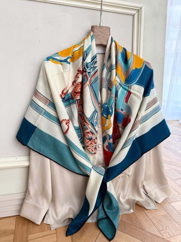 Big Square Silk Cashmere Shawl for Winter